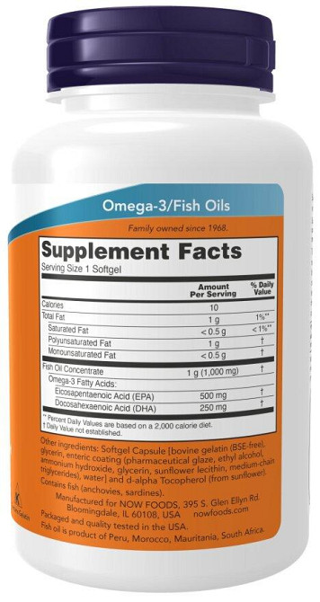 Омега 3 Now Foods Ultra Omega-3 500 EPA/250 DHA 180 капсул Киев - изображение 2
