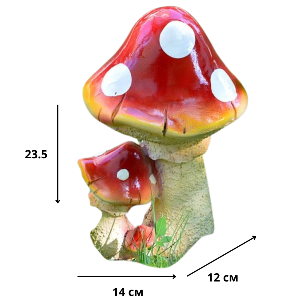 Садова фігура Гриб  Мухомор з полістоуну 23.5 х 14 х 12 см Одеса - фото 2