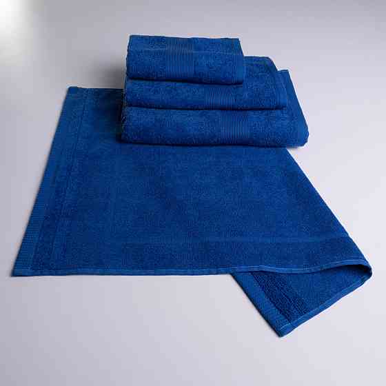 Набор банный махровый с Бордюром 4шт GM Textile 50х70см, 40х70см, 50х90см, 70х140см 400г/м2 (Синий) Сумы