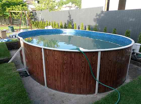 Басейн каркасний овальний Azuro 404DL 5.5 х 3.7 х 1.2 м Wood морозостійкий Київ