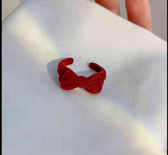 Бархатное кольцо с бантом бордовое, регулируемое Киев