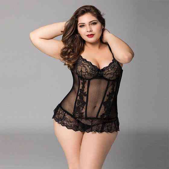Мереживний корсет JSY «Сексуальна Белла» Plus Size Black, дрібна сітка, гіпюр, чашки з кісточками Sex Aura Київ