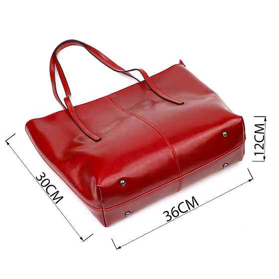 Вместительная сумка шоппер из натуральной кожи 22076 Vintage Бордовая Киев