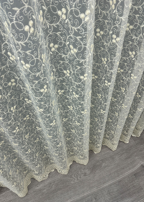 Тюль фатин с вышивкой и люрексом цвет молочный 1689т Киев - изображение 7