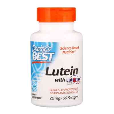 Амінокислота Doctor's Best Лютеїн, Lutein with Lutemax 20 мг, 60 желатинових капсул (DRB00369) Вінниця