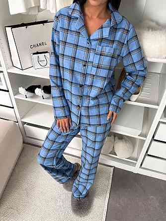 Жіноча домашня повсякденна картата піжама з фланелі. чорно-блакитний, 42/44 Одеса