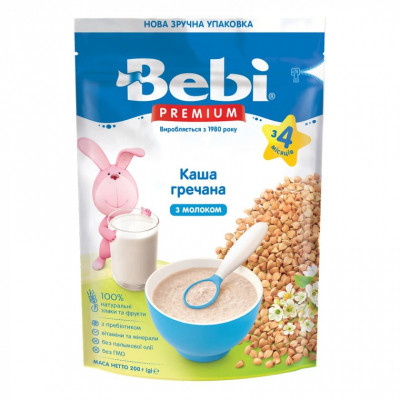 Детская каша Bebi Premium молочная гречневая +4 мес. 200 г (8606019654337) Винница - изображение 1