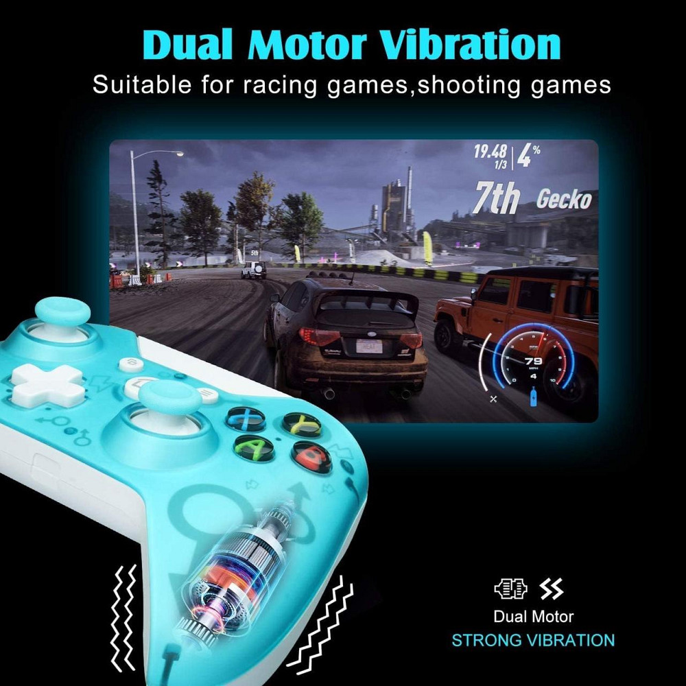 Бездротовий геймпад для ПК, USB контролер для Windows 2.4GHz, подвійна вібрація, акумуляторний, бірюзовий Київ - фото 6