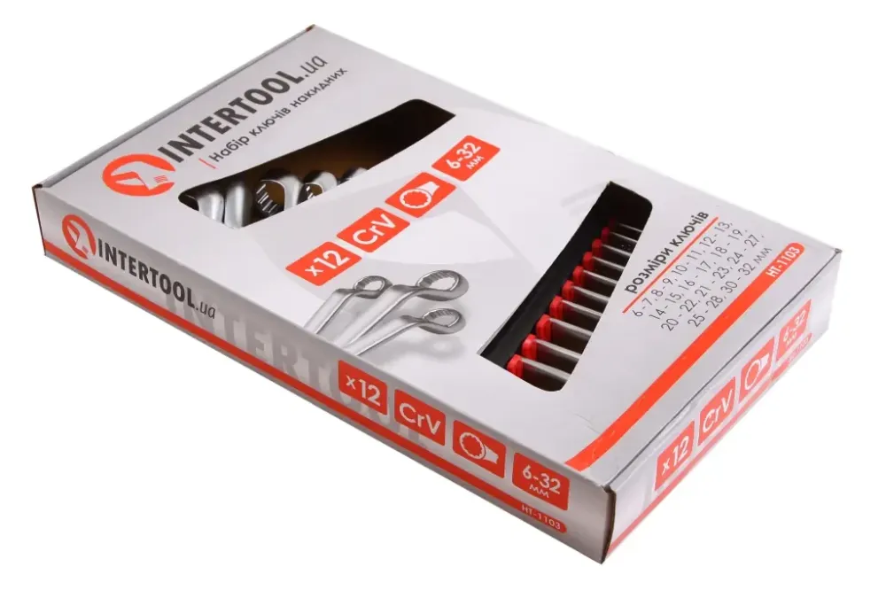 Набір ключів накидних кривих 12 ед. Intertool (6-32мм) Вінниця - фото 2