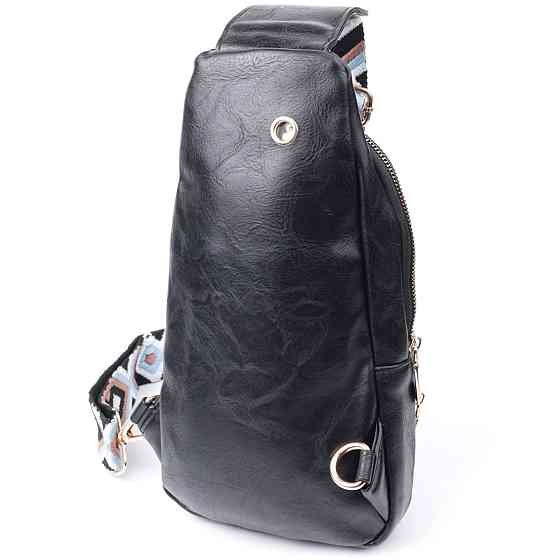 Практична жіноча слінг сумка через плече з екошкіри Чорний (Vintage) Київ