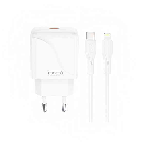 Мережевий зарядний пристрій XO L141 Single USB-C 20W + Lightning кабель білий Львів