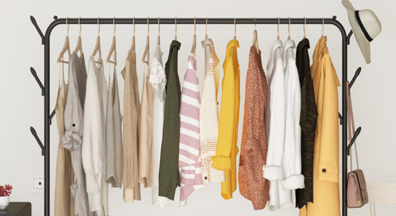 Мобильная вешалка для одежды с полкой на колесиках 145х80х42 см, складная вешалка для минмалстических комнат Каменец-Подольский