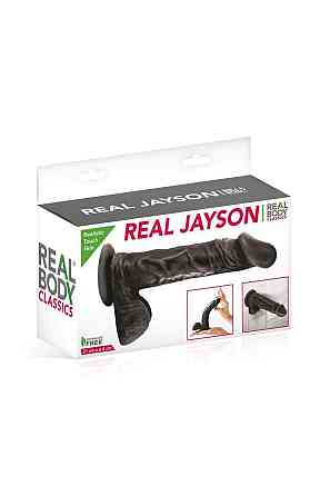 Фаллоимитатор на присоске Real Body - Real Jayson Black, TPE, диаметр 4см Sex Aura Киев