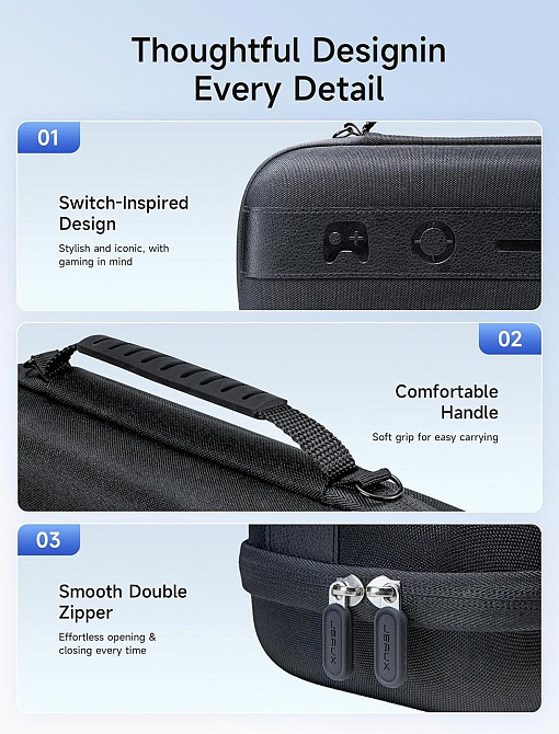 Кейс JSAUX BG0122 для Nintendo Switch 2 чорний жорсткий Hard Shell 20 слотів для карт велика дорожня сумка органайзер захисний Київ - фото 4