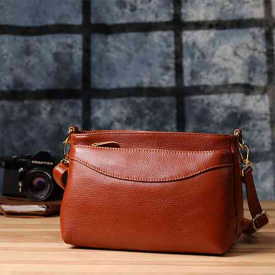 Жіноча сумка з натуральної шкіри з формостійким дном Коричневий (Vintage) Київ