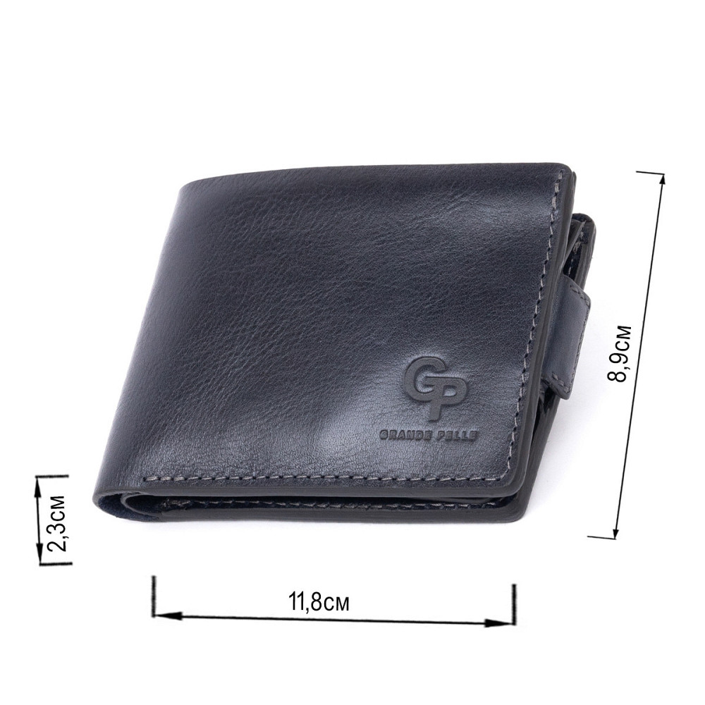 Функціональне тонке портмоне Синє (GRANDE PELLE) Київ - фото 7