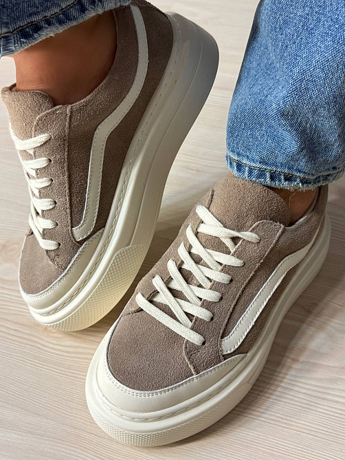 Кеди жіночі Hengji 707-8 замшеві на високій платформі бежеві, 38, 24,5 см Київ - фото 4