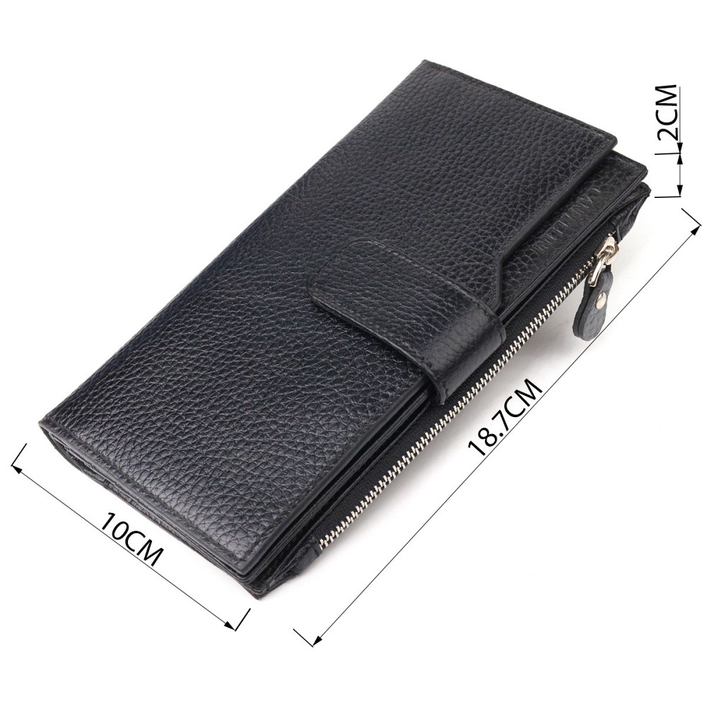 Жіночий вертикальний гаманець з натуральної шкіри CANPELLINI 21641 Чорний Київ - фото 3