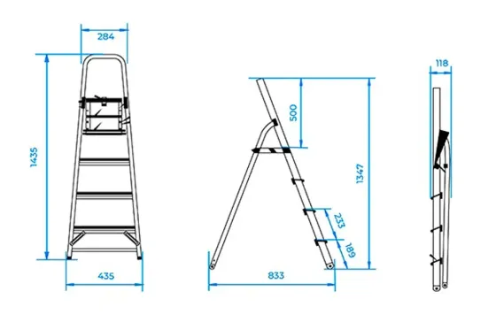 Алюмінієва драбина, 4 сходи, висота до платформи 850 мм Intertool Вінниця