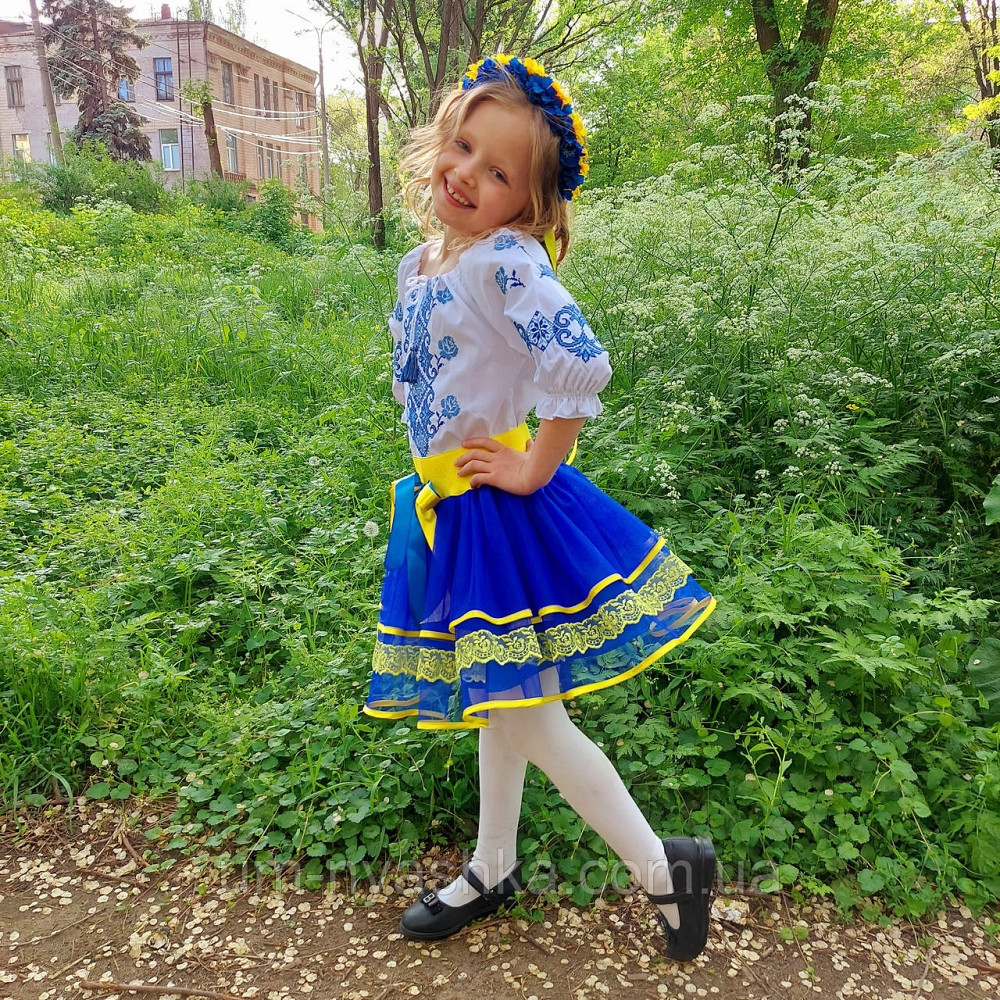 Костюм вишиванка синьо-жовтий для дівчинки "Слава нації" Кривий Ріг - фото 4