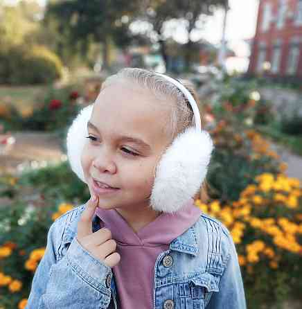 Хутряні навушники дитячі з кролика Білий Харків