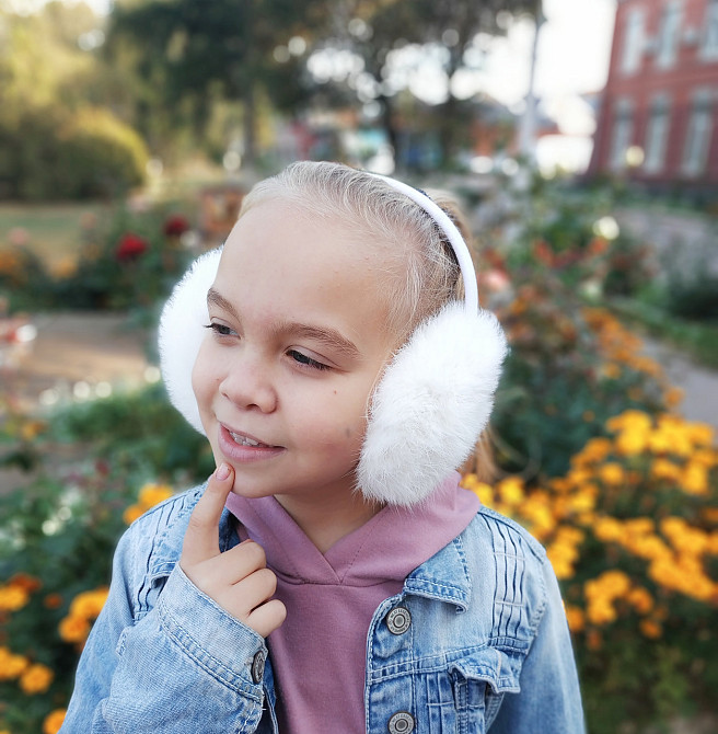 Хутряні навушники дитячі з кролика Білий Харків - фото 2