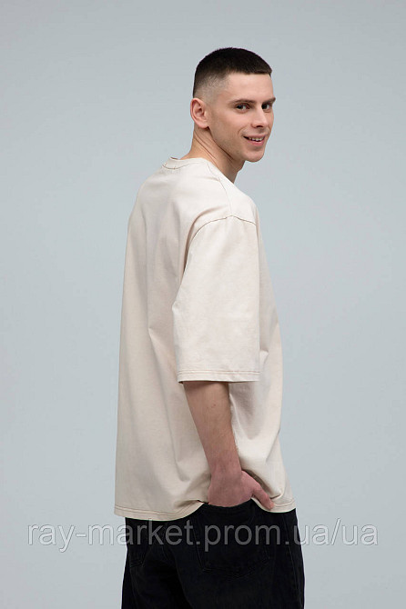 Футболка оверсайз RAY OVERSIZE чоловіча бежева (U0104M-Cream) Київ - фото 4