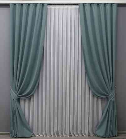 Комплект готовых штор VR-Textil Микровелюр Petek № 1507ш Серо-голубой 100х300 см 2 шт (Комплект готовых штор VR-Textil Микровелюр Petek № 1507ш Серо-г Киев