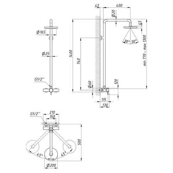 Душевая система для кабины Lidz Aria 1010 Nickel на одного потребителя из нержавеющей стали Харьков