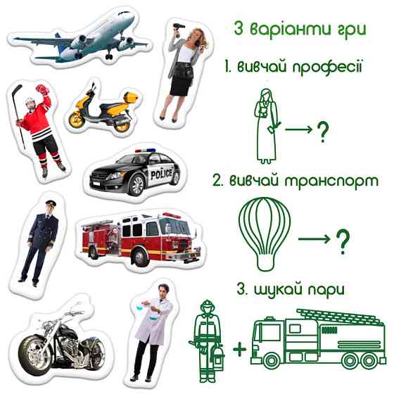 Дитячий набір магнітів Професії і транспорт ML4031-31 EN Вінниця