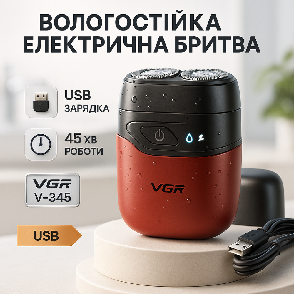 Професійна бритва для чоловіків VGR V-345, Бездротова електрична бритва для гоління BZ-28 Львів - фото 16