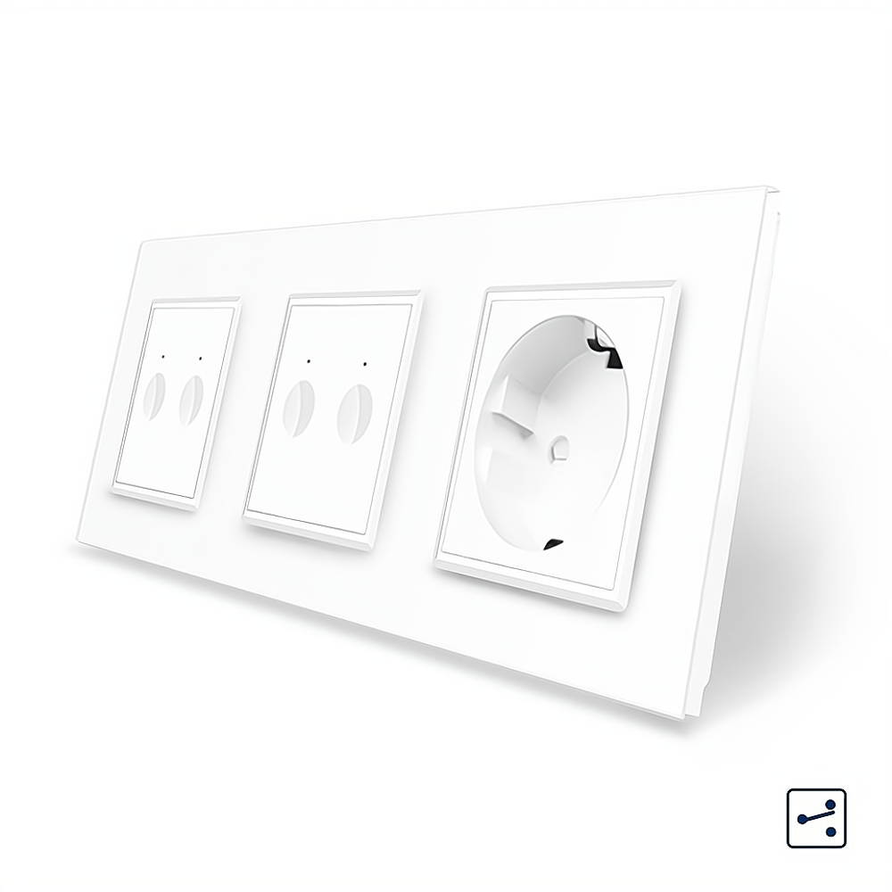 LIVOLO Сенсорний прохідний/перехресний вимикач Sense 4 сенсора (2-2) 1 розетка Livolo білий скл Коломия - фото 5