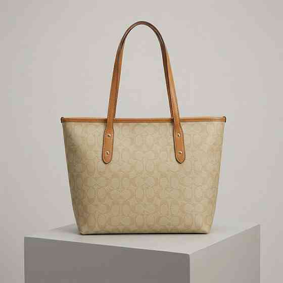 Женская сумка шоппер Coach City Tote светло коричневая (1386-4) Киев
