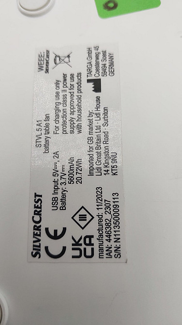 Настільний акумуляторний вентилятор Silver Crest STVL 5 A1 (Б клас) Луцк - изображение 4