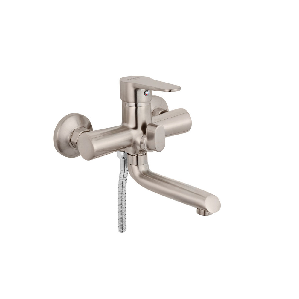 Змішувач для ванни Kroner KRM Elbe - N060 з душовим гарнітуром, нікель Київ - фото 1