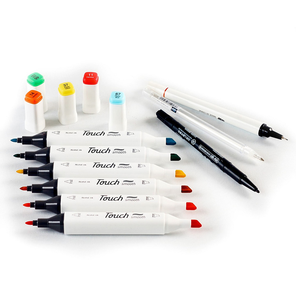 Маркеры для дизайнеров TOUCH Multicolor 24 шт, Набор двусторонних маркеров для скетчинга на спиртовой основе Каменец-Подольский - изображение 7