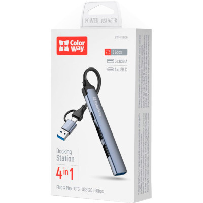 Концентратор ColorWay USB-A/USB-C 4-in-1 USB2.0х2/USB3.0/USB-C2.0 (CW-HUB06) Винница - изображение 12