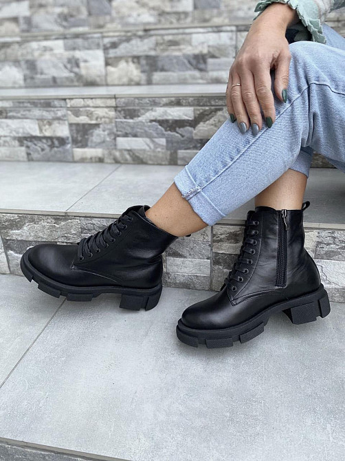 Жіночі черевики GREMMY чорні натуральна шкіра висота 13 см розмір 38/40 (4191) Коломия - фото 4