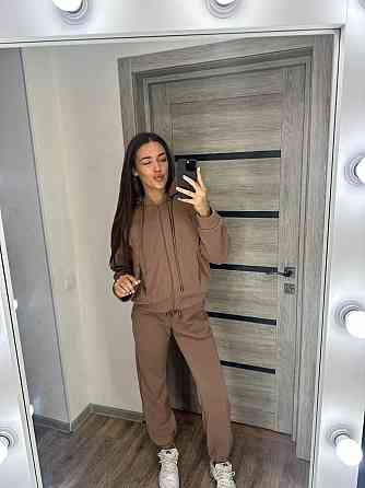 Женский утепленный костюм двойка: кофта и штаны трехнитка на флисе + мех Мокко, 42/44 Одесса