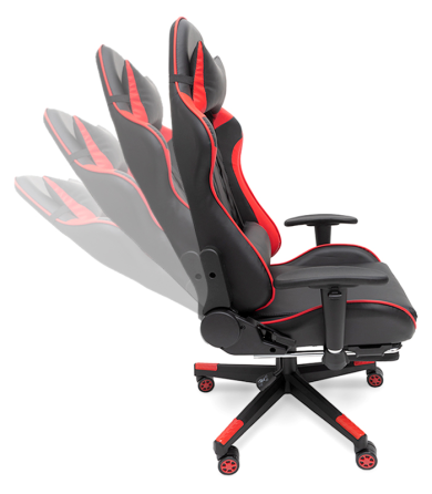 Геймерське комп'ютерне крісло з масажером, ергономічними подушками та підставкою для ніг, Чорний/Червоний (G899) Київ