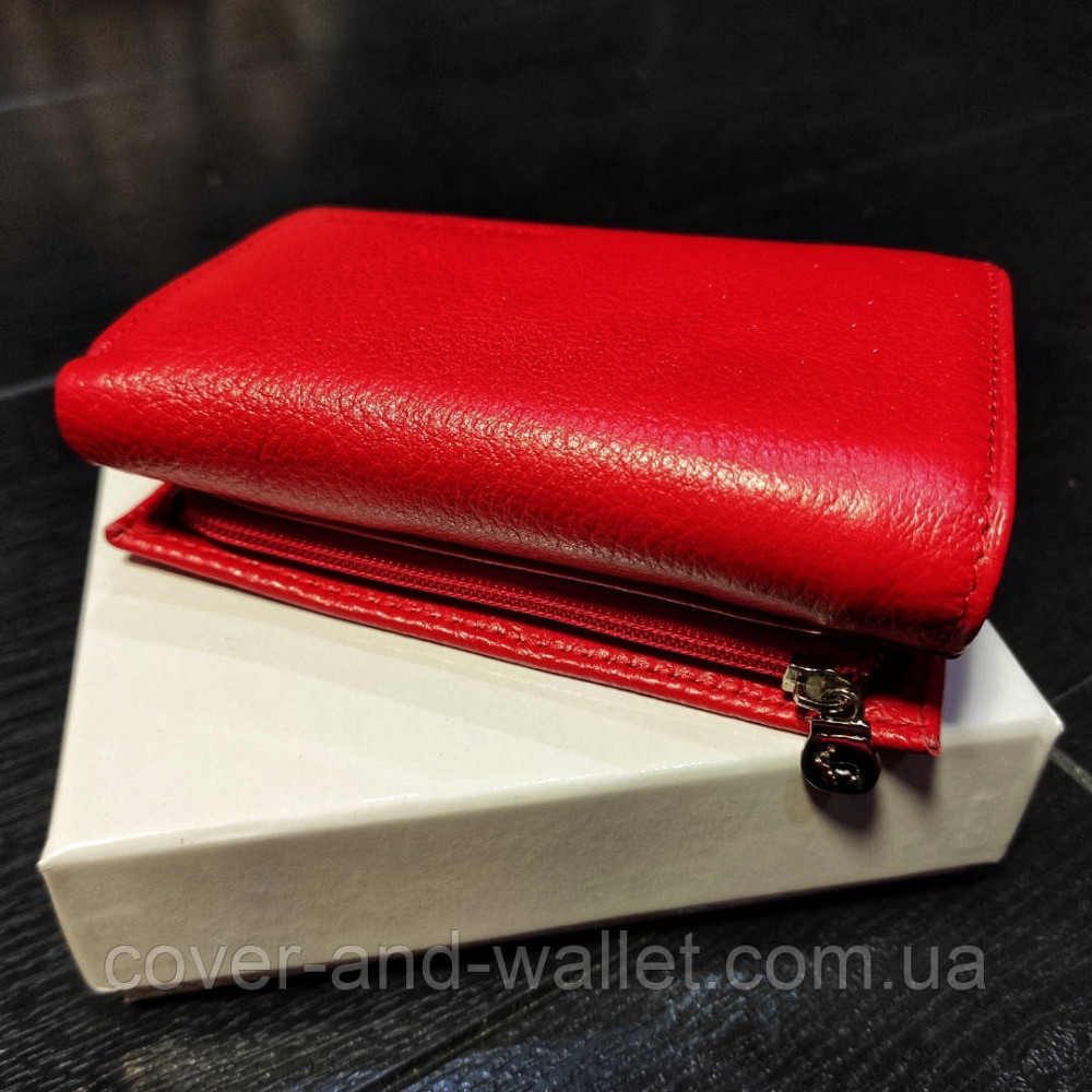 Компактный кожаный женский кошелек на магнитах красного цвета Marco Coverna 1419 Киев - изображение 2