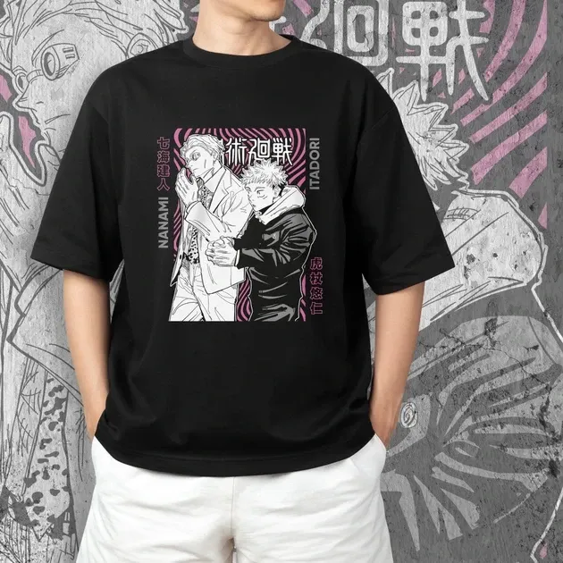 Футболка чоловіча з  принтом Магическая Битва Итадори и Кенто Нанами Розмір 48 Дніпро - фото 3