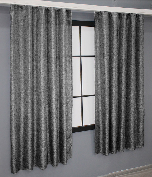 Комплект коротких штор VR-Textil Лен Мешковина № 108ш Серый 130х170см 2 шт (35-0117) Киев - изображение 3