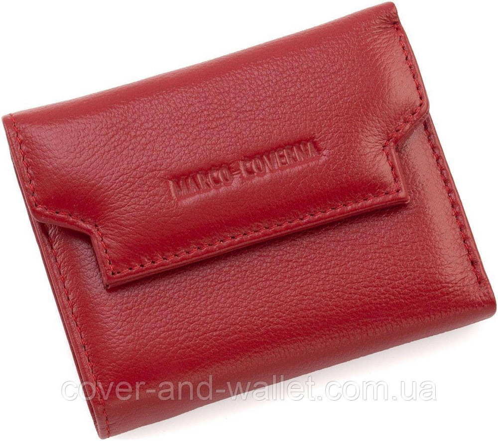 Маленький жіночий гаманець із натуральної шкіри червоного кольору на магніті Marco Coverna Київ - фото 1