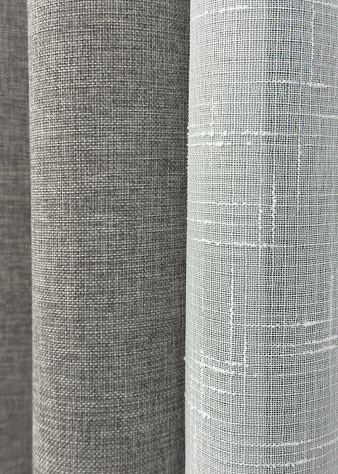 Комплект штор VR-Textil Лен Мешковина 150х270 2шт и Тюль 400х270 1016ш-115т Светло-серый с белым 71-026/3 Киев - изображение 7