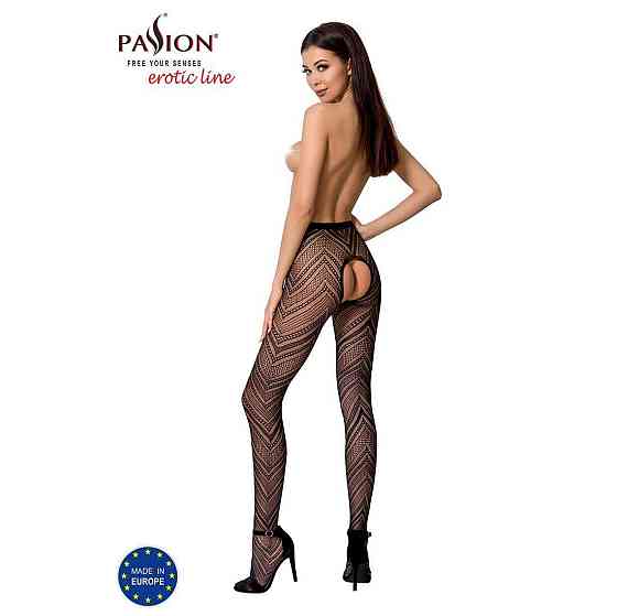 Еротичні колготки-бодістокінг Passion S010 black, з доступом, геометричний малюнок Sex Aura Київ
