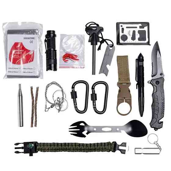 Туристичний набір для виживання в пластиковому чохлі 18х11х5 см похідний набір інструментів для кемпінгу Lugi HP-D-2 Коломия
