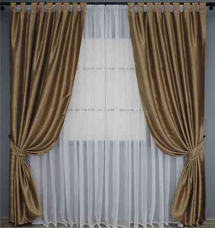 Комплект штор на петлях VR-Textil Софт № 095ш 150х250 см 2 шт Коричневий (36-0001) Киев