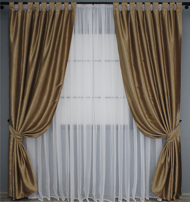 Комплект штор на петлях VR-Textil Софт № 095ш 150х250 см 2 шт Коричневий (36-0001) Киев - изображение 2