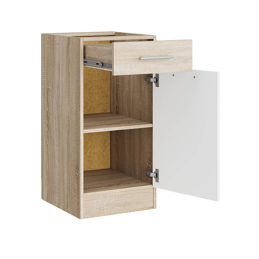 Кухонный модуль нижний с шухлядой Эверест Эко 400 дуб сонома/нимфея альба (белый) (без столешницы) 40х46х82 см (DTM-071045) Львов - изображение 2